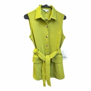 NWT Jules & Leopold Sleeveless Belted Vest in Lime Green
